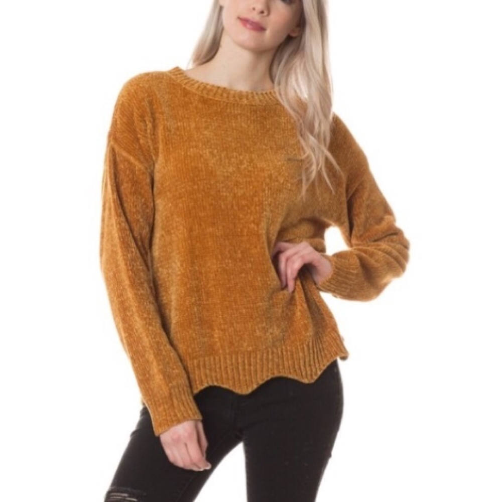 Love Tree "Chenille Mustard Sweater"